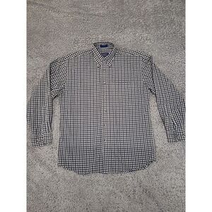 Pendleton Shirt Mens‎ Medium White Green Blue Long Sleeve Gingham 100% Cotton